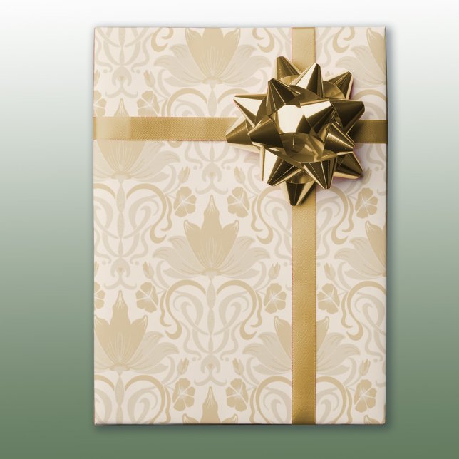 Papel De Presente Papel de emblema Dourado Damask All Occasion Wrapp (Criador carregado)