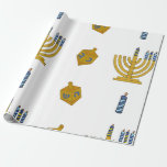 Papel De Presente Papel de embrulhamento Chanukah<br><div class="desc">Um papel de embrulho Chanukah com gráficos Chanukah desenhados à mão de itens para Chanukah,  uma menorah Chanukah,  um sonho,  e velas.</div>