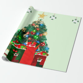 Papel De Presente Papel de embrulhamento da manhã de Natal