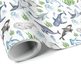 Papel De Presente Papel de embrulhamento da vida marinha