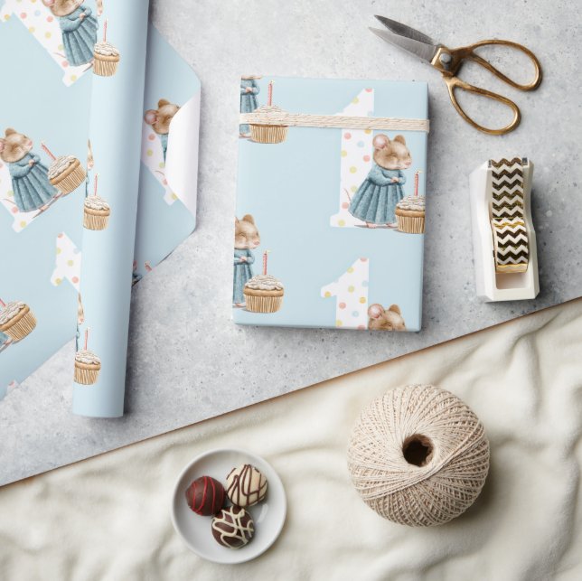 Papel De Presente Papel de embrulhamento de aniversário do primeiro  (Artesanato)