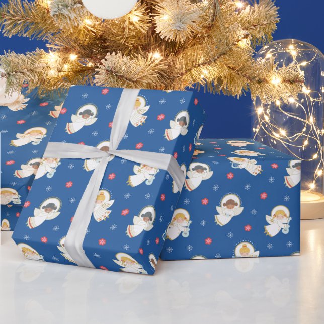 Papel De Presente Papel de embrulhamento de anjo de Natal retrô (Feriados)