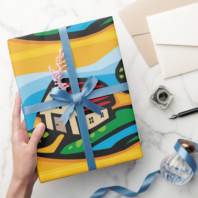 Papel De Presente Papel de embrulhamento de casas de fazenda (Criador carregado)