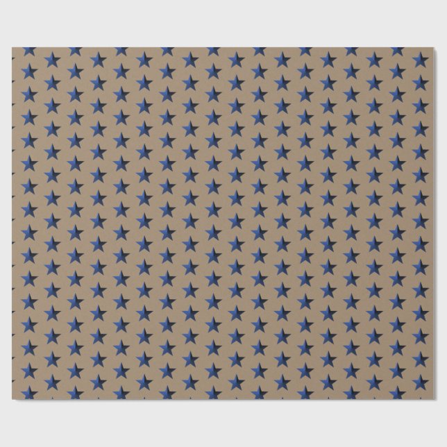 Papel De Presente Papel de embrulhamento de estrelas Marinho azul ru (Aberto)