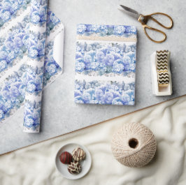 Papel De Presente Papel de embrulhamento de flores monocromáticas az