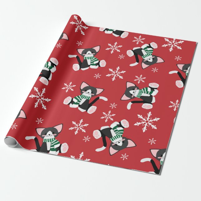 Papel De Presente Papel de embrulhamento de gatos de Natal (Desenrolado)