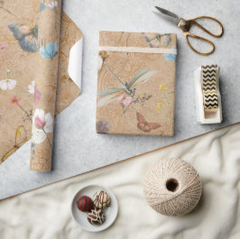 Papel De Presente Papel de embrulhamento de jardim de borboletas