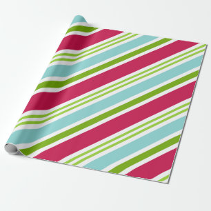 Papel De Presente Papel de embrulhamento de natal Aqua Stripe