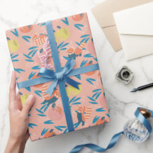 Papel de embrulhamento de padrão de maçã rosa-rosa