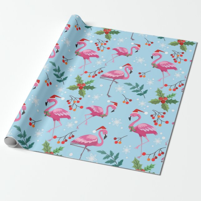 Papel De Presente Papel de embrulhamento de padrão de natal Flamingo (Desenrolado)