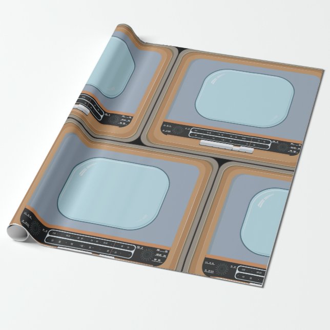 Papel De Presente Papel de embrulhamento de TV retrô de TV movido de (Desenrolado)