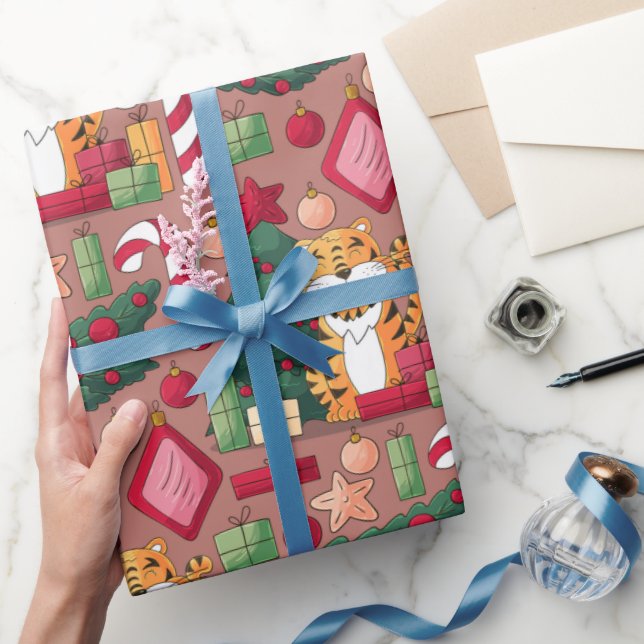 Papel De Presente Papel de embrulhamento do padrão do tema natalino (Presentear)