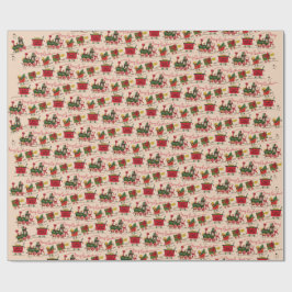 Papel De Presente Papel de embrulhamento dos comboios de Natal