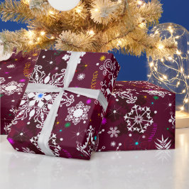 Papel De Presente papel de embrulhamento maroon snowflake