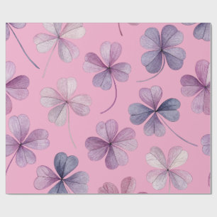 Papel De Presente “Papel de Embrulho Floral Rosa – Trevo Roxo”