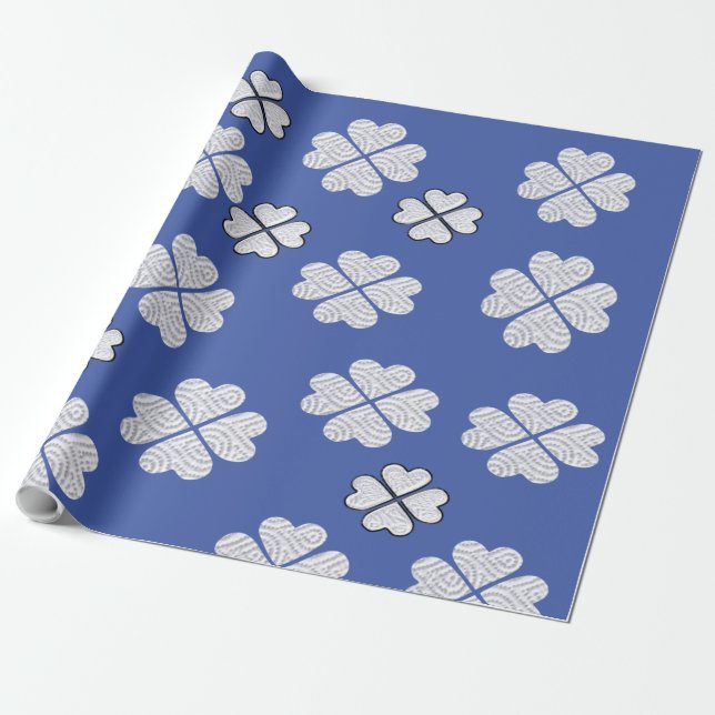 Papel De Presente Papel de empacotamento branco e azul (Desenrolado)