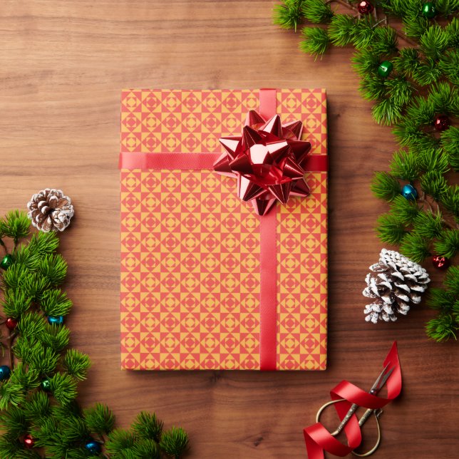 Papel De Presente Papel de empacotamento com um padrão laranja, re (Presente de Natal)
