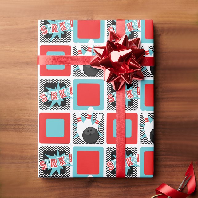 Papel De Presente Papel de empacotamento da alavanca da Boliche retr (Bowling Wrapping Paper)