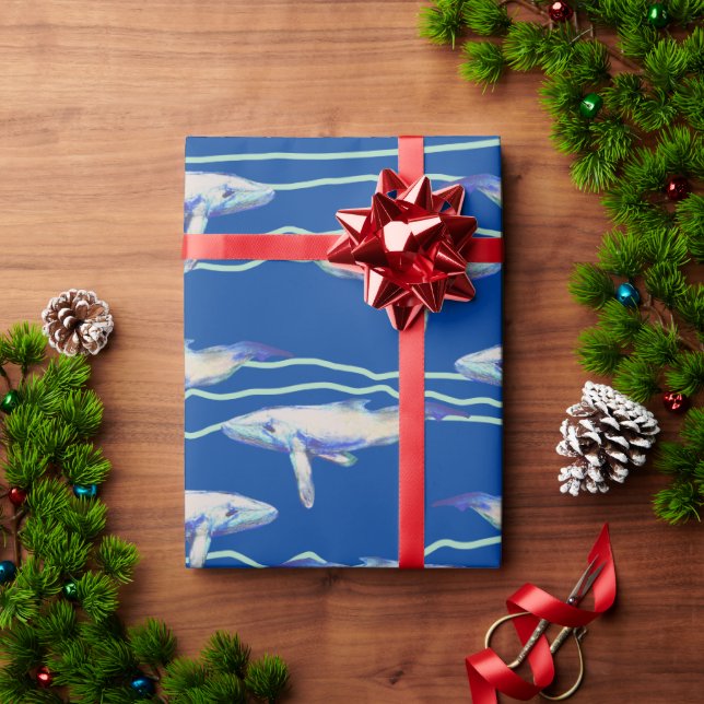 Papel De Presente Papel de empacotamento de padrão de baleia (Presente de Natal)