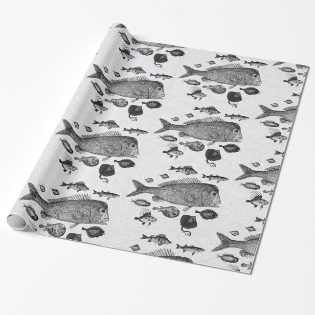 Papel De Presente Papel de empacotamento de padrões de peixe (Desenrolado)