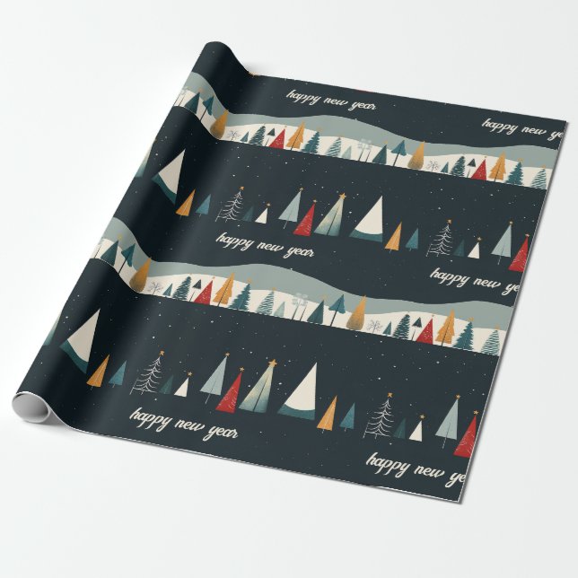 Papel De Presente Papel de empacotamento do padrão da árvore de Nata (Desenrolado)