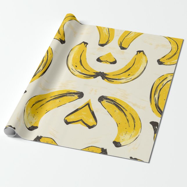 Papel De Presente Papel de empacotamento para bananas retrô (Desenrolado)