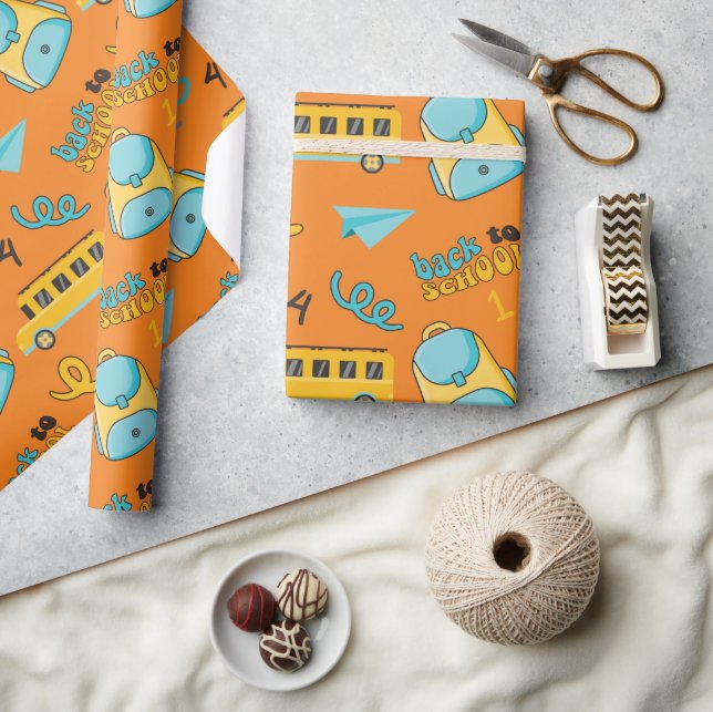 Papel De Presente Papel de empacotamento sem costura: Números escola (Artesanato)