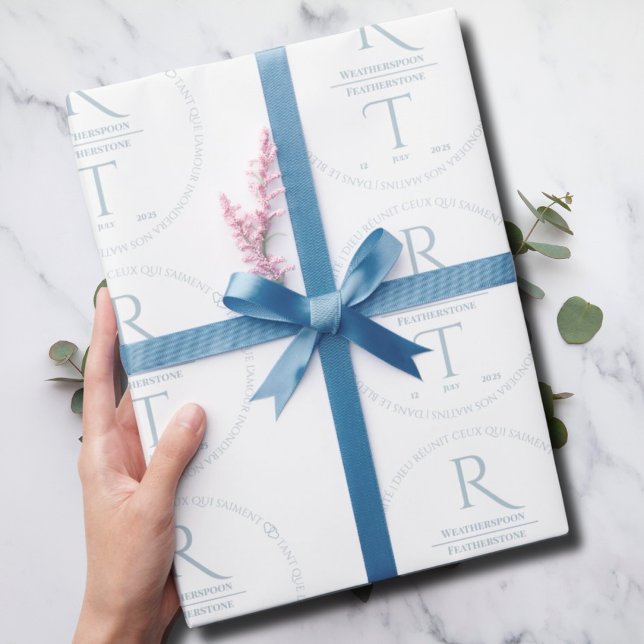 Papel De Presente Papel de enfeite de casamentos de Cinzas brancas e (Criador carregado)