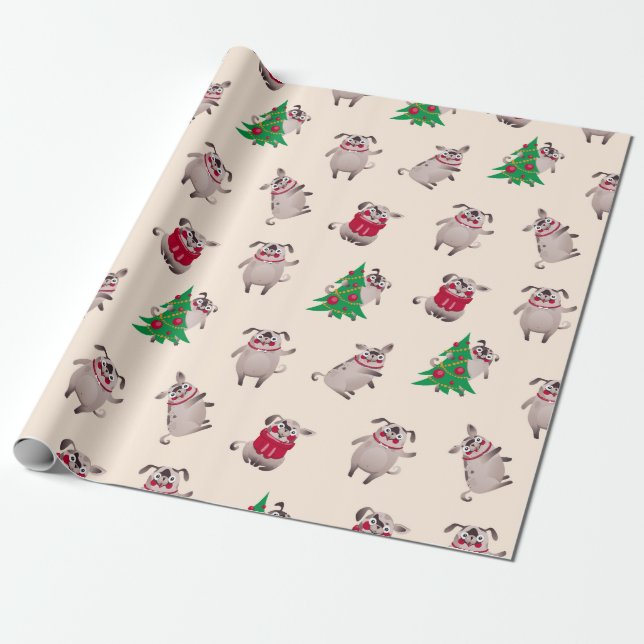 Papel De Presente Papel de enrolação de pinos de Natal (Desenrolado)