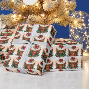 Papel De Presente Papel de enrolação em tambores de Natal Festivos