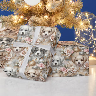 Papel De Presente Papel De Enrolação Para Cachorros De Natal - Rosto