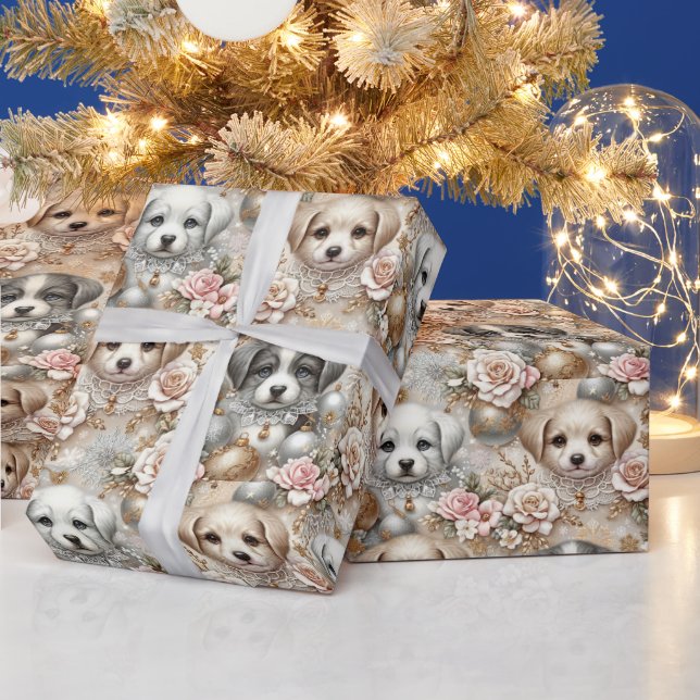 Papel De Presente Papel De Enrolação Para Cachorros De Natal - Rosto (Feriados)