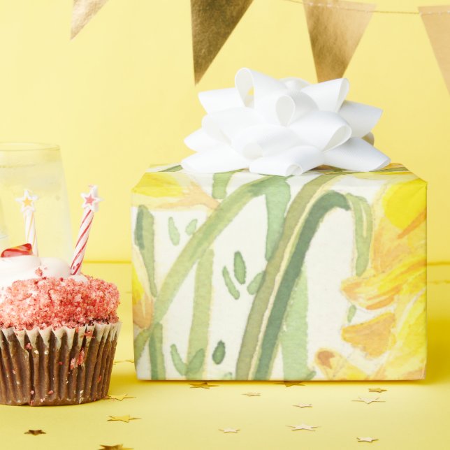 Papel De Presente Papel de enrolamento amarelo da ventoinha Daffodil (Festa de aniversário)