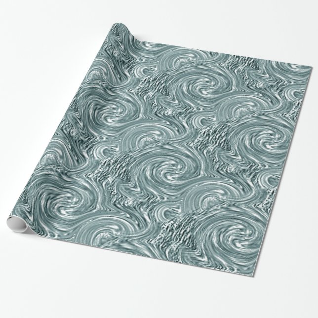 Papel De Presente Papel de enrolamento Aqua Swirl (Desenrolado)