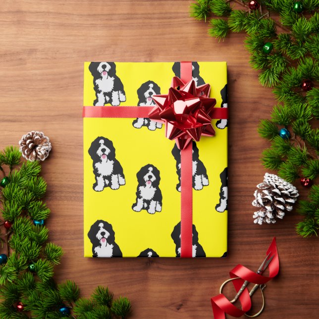 Papel De Presente Papel de enrolamento Bernedoodle (Presente de Natal)