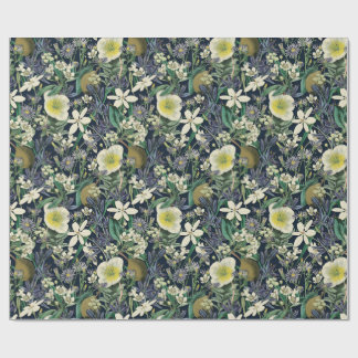 Papel De Presente Papel de Enrolamento Botânico da Vintagem Floral d