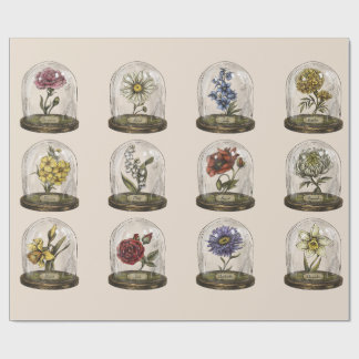 Papel De Presente Papel de enrolamento botânico em vinheta