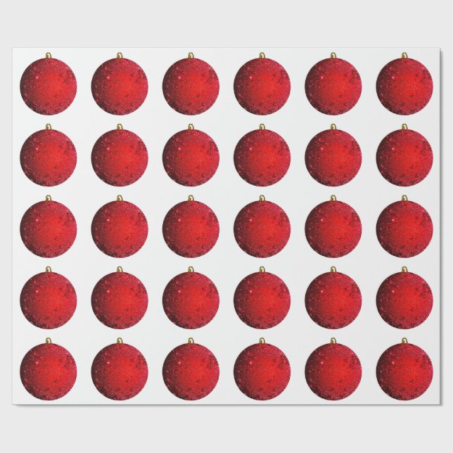 Papel De Presente Papel de enrolamento branco do ornamento vermelho (Aberto)