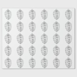 Papel De Presente Papel de enrolamento branco do Pinecone prateado