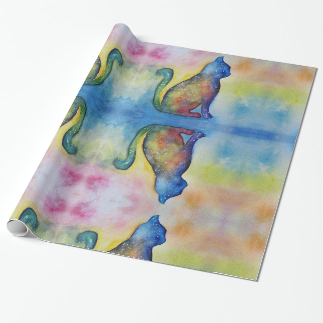 Papel De Presente Papel de enrolamento brilhante para espaço em gato (Desenrolado)