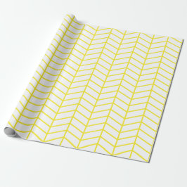 Papel De Presente Papel de enrolamento Chevron - Amarelo em branco |