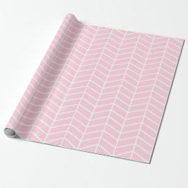 Papel De Presente Papel de enrolamento Chevron - Branco na Rosa clar