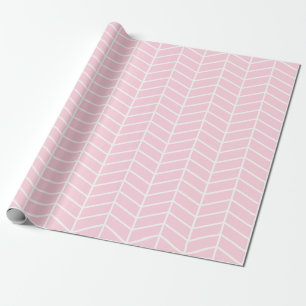 Papel De Presente Papel de enrolamento Chevron - Branco na Rosa clar