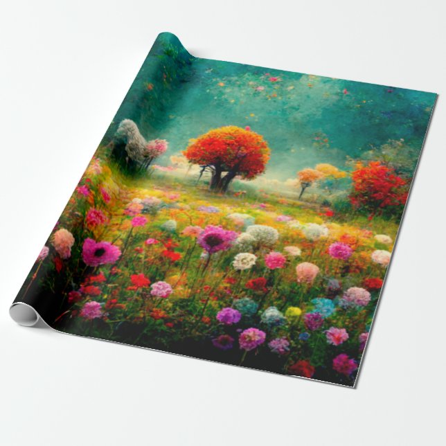 Papel De Presente Papel de enrolamento com padrão Floral design (Desenrolado)