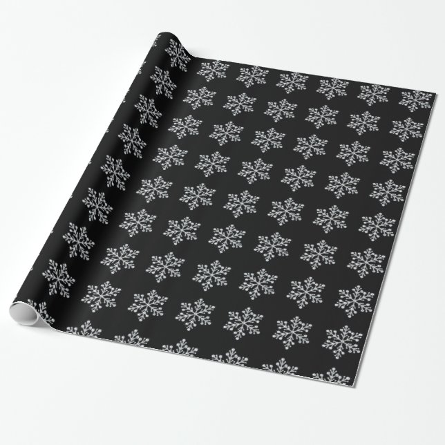 Papel De Presente Papel de enrolamento Crystal Snowflake - preto (Desenrolado)