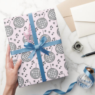 Papel De Presente Papel de enrolamento da Nota Musical Cor-de-Rosa d