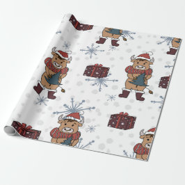 Papel De Presente Papel de enrolamento das vacas de Natal