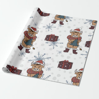 Papel De Presente Papel de enrolamento das vacas de Natal