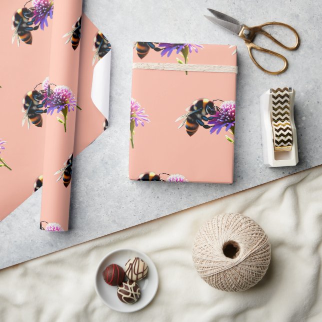 Papel De Presente Papel de enrolamento de abelhas (Artesanato)