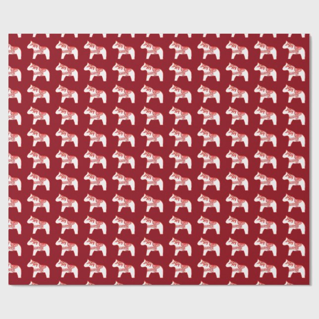 Papel De Presente Papel de enrolamento de cavalos selvagens vermelho (Aberto)